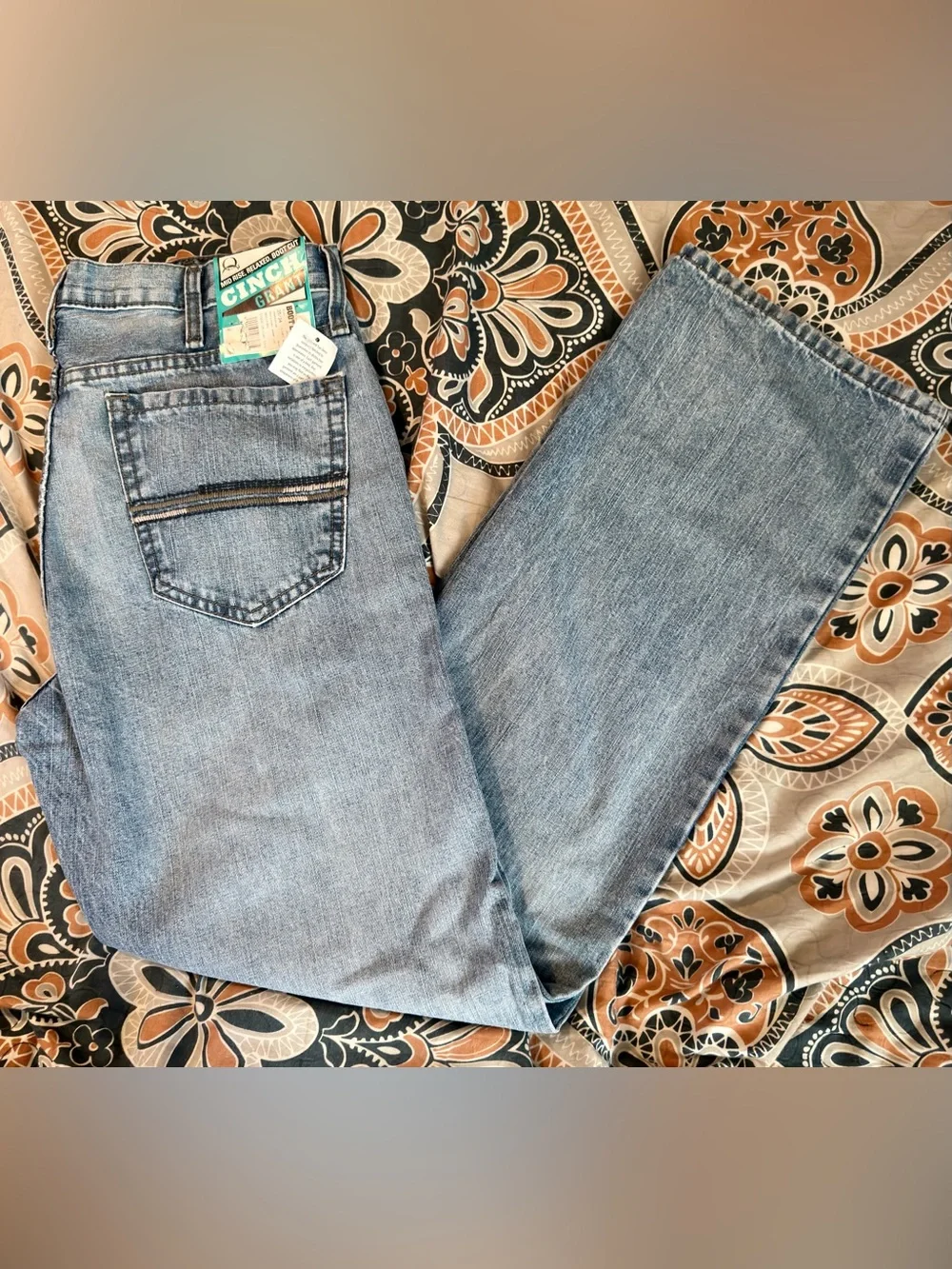 NWT Cinch Light Blue Men's relaxed fit,Bootcut Jeans - Grant SIZE 35x34